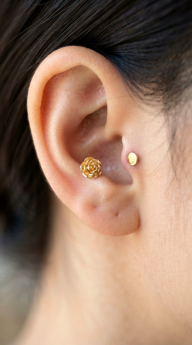 Floating Tragus Accents - 25 gold earrings stack