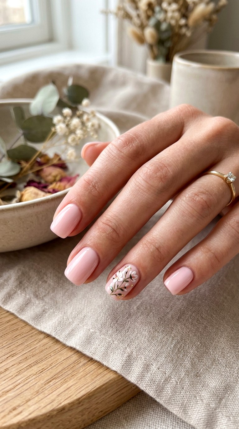 Floral Accent Nail Manicure - 30 Floral Spring Nail Designs That Are Perfect for the Season