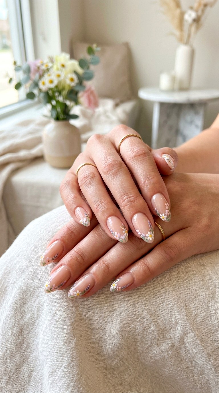 Floral French Tip Nails - 30 Floral Spring Nail Designs That Are Perfect for the Season