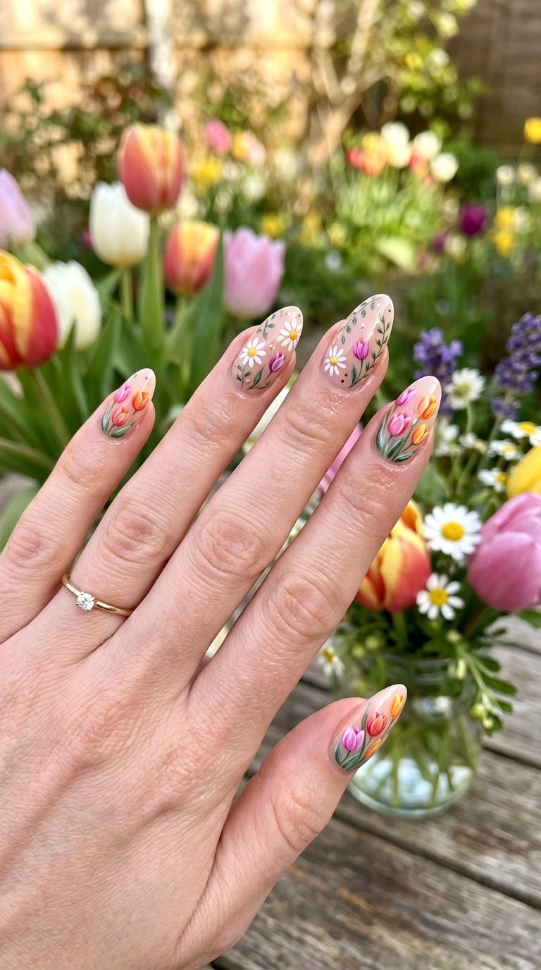 Floral Garden Nail Art - 25 Fresh Spring Nail Colors & Designs You’ll See Everywhere in 2026