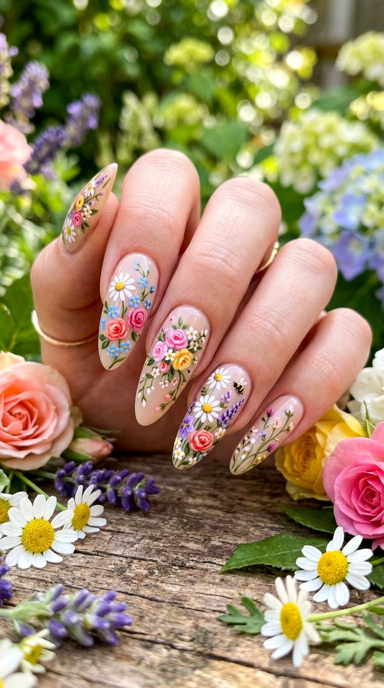 Floral Garden Nails - 22 Cute Spring Nail Ideas for a Fresh Seasonal Manicure