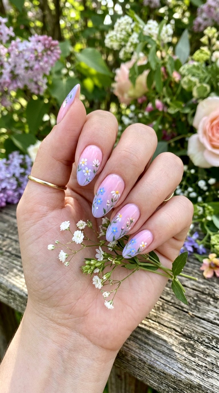 Floral Ombre Nails - 30 Floral Spring Nail Designs That Are Perfect for the Season