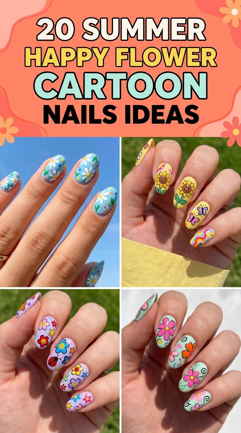 Flower cartoon nails ideas