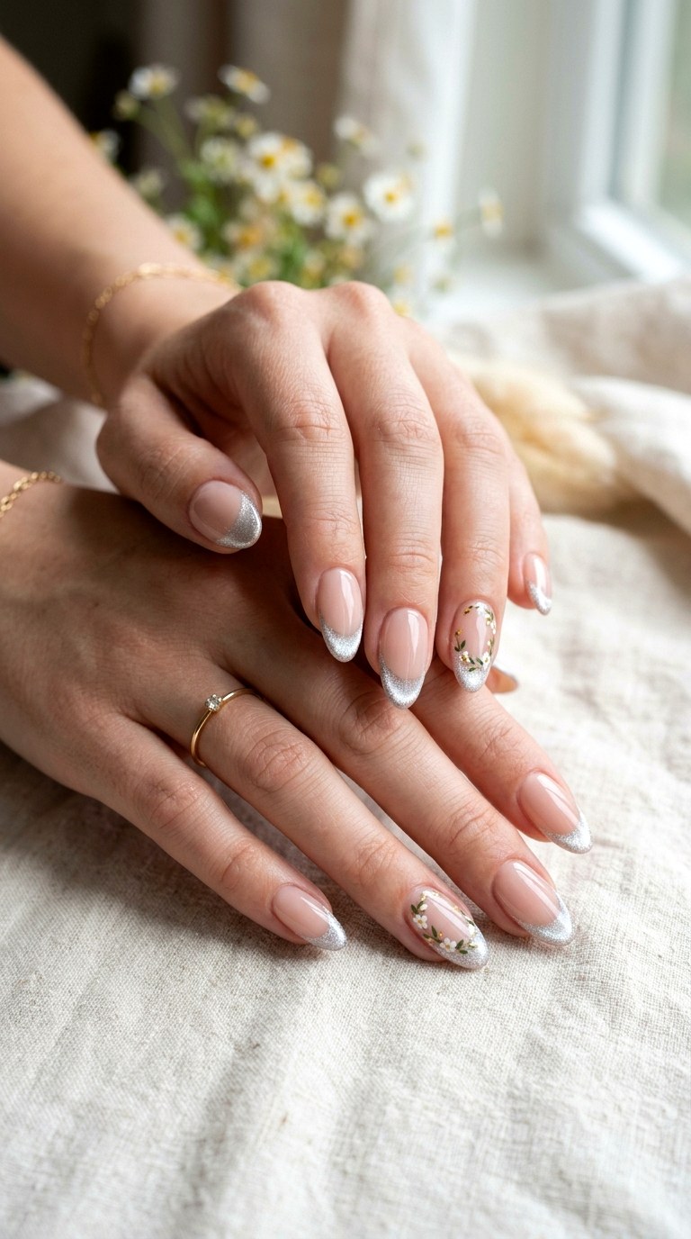French Cat Eye Nails with Floral Twist - 25 Summer Floral Cat Eye Nails Ideas