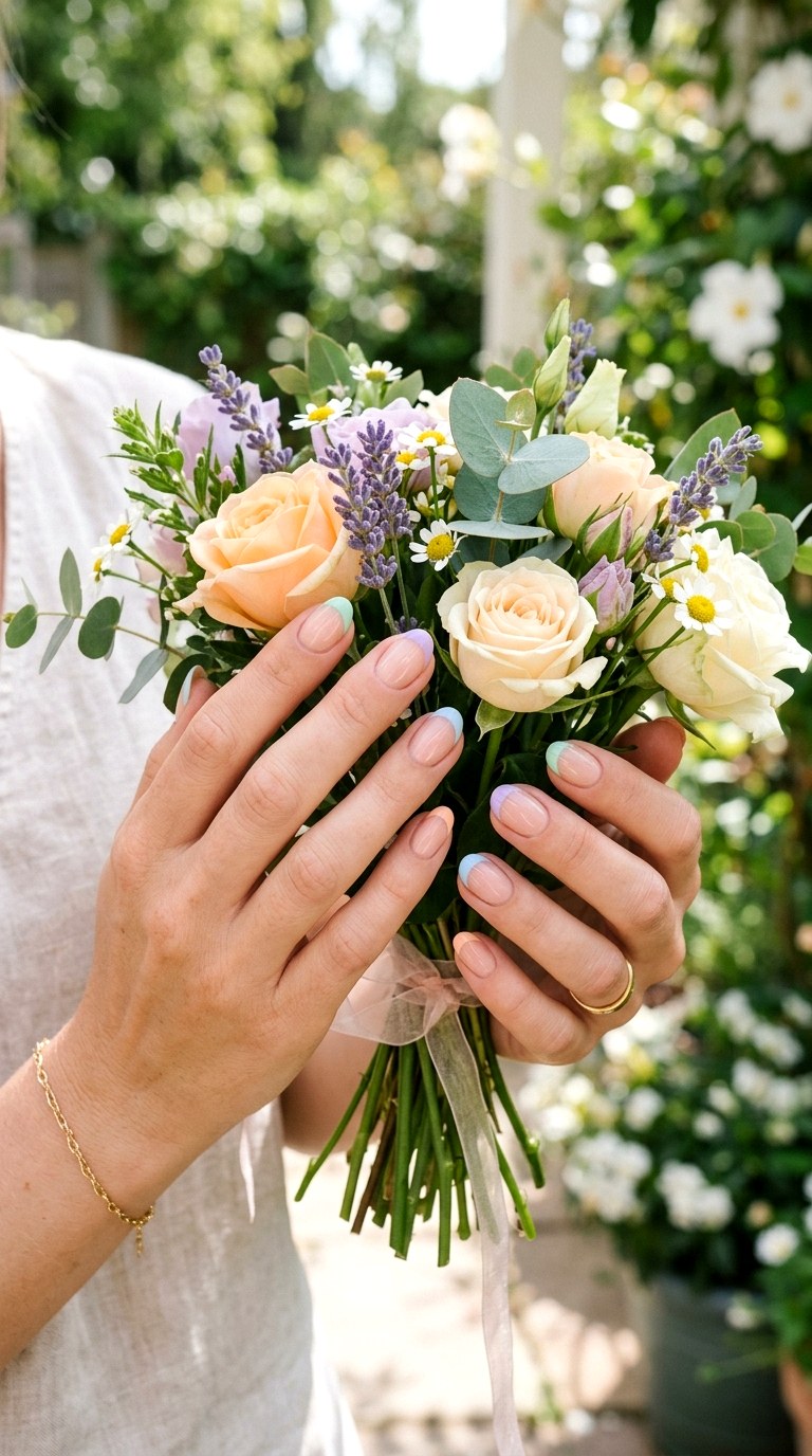 French Tip with a Spring Twist - 28 Short Spring Nail Designs That Are Cute and Practical