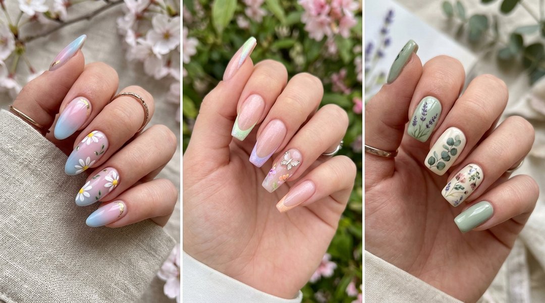 Fresh Spring Acrylic Nails Collage