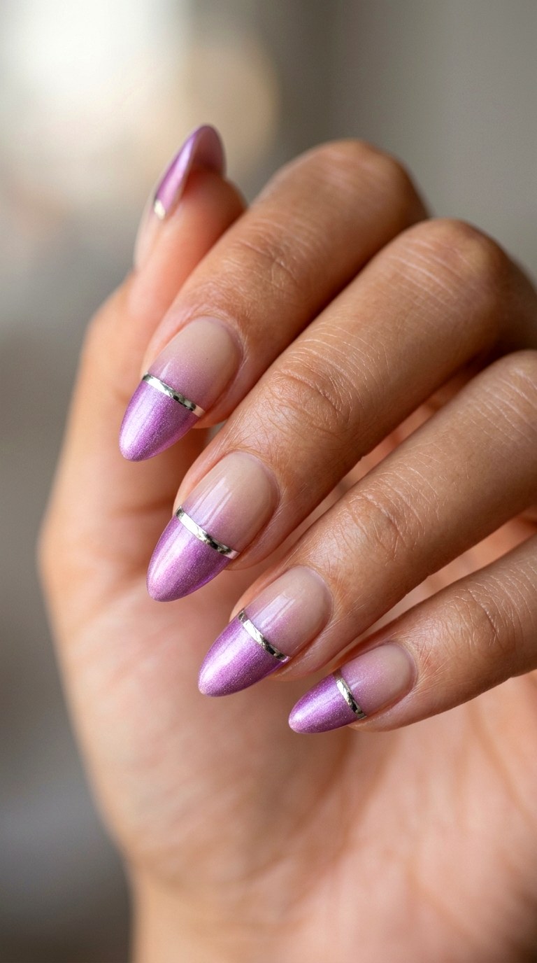 Frosted Orchid Metallic Tips - 23 Soft Spring Ombre Nails