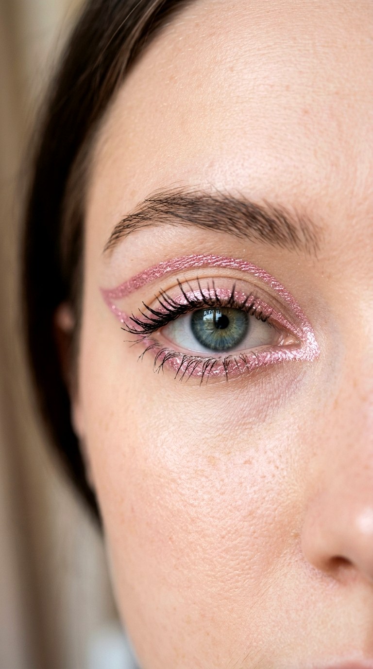 Frosted Pink Negative Space Outline - 26 colorful eye makeup