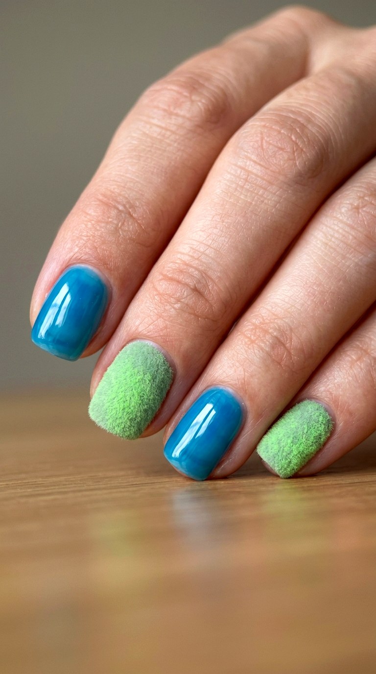 Frosted Velvet Flocking Contrast - 26 Creative Spring Colorful Junk Nails
