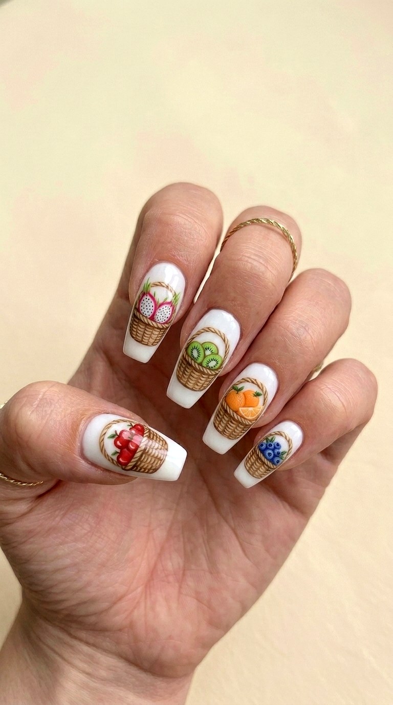 Fruit Basket Medley - 25 Spring Break Multicolor Acrylic Nails