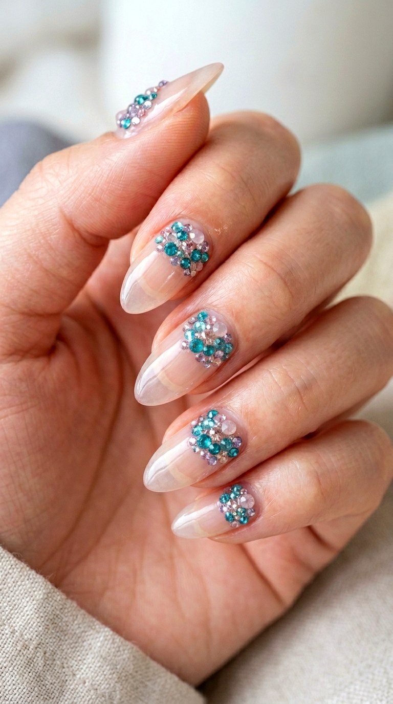 Gemstone Mosaic Accents - 25 Early Season Spring Multicolor Nails