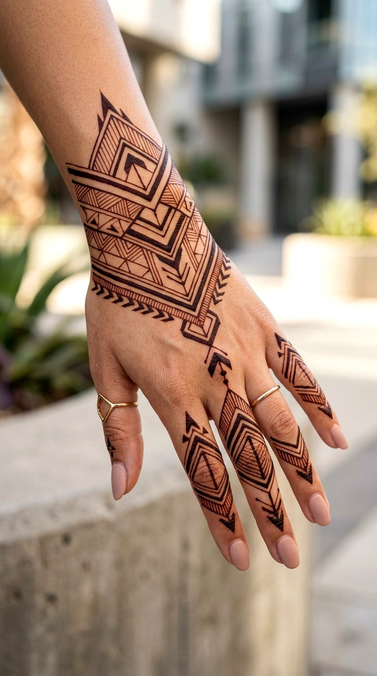 Geometric Arrow Motifs - 24 henna designs easy