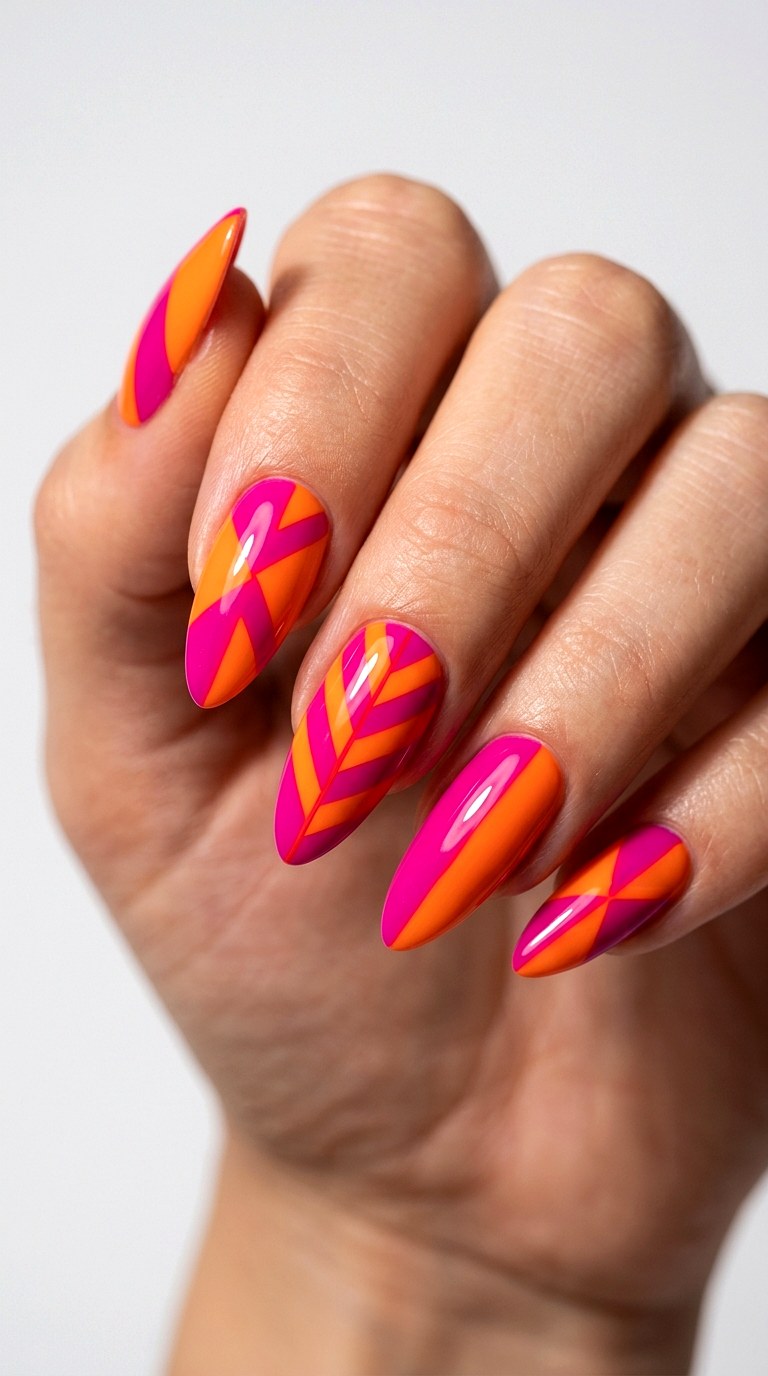Geometric Color Blocking - 30 Vibrant Spring Color Street Nails