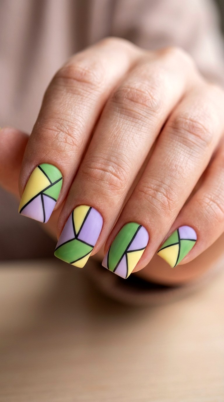 Geometric Pastel Blocks - 29 Subtle Spring Multicolor Nails