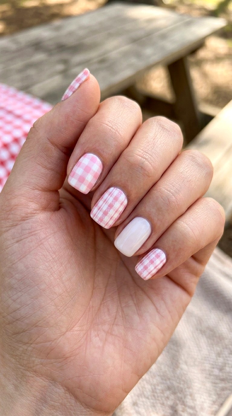Gingham Picnic Patterns - 25 Early Season Spring Multicolor Nails