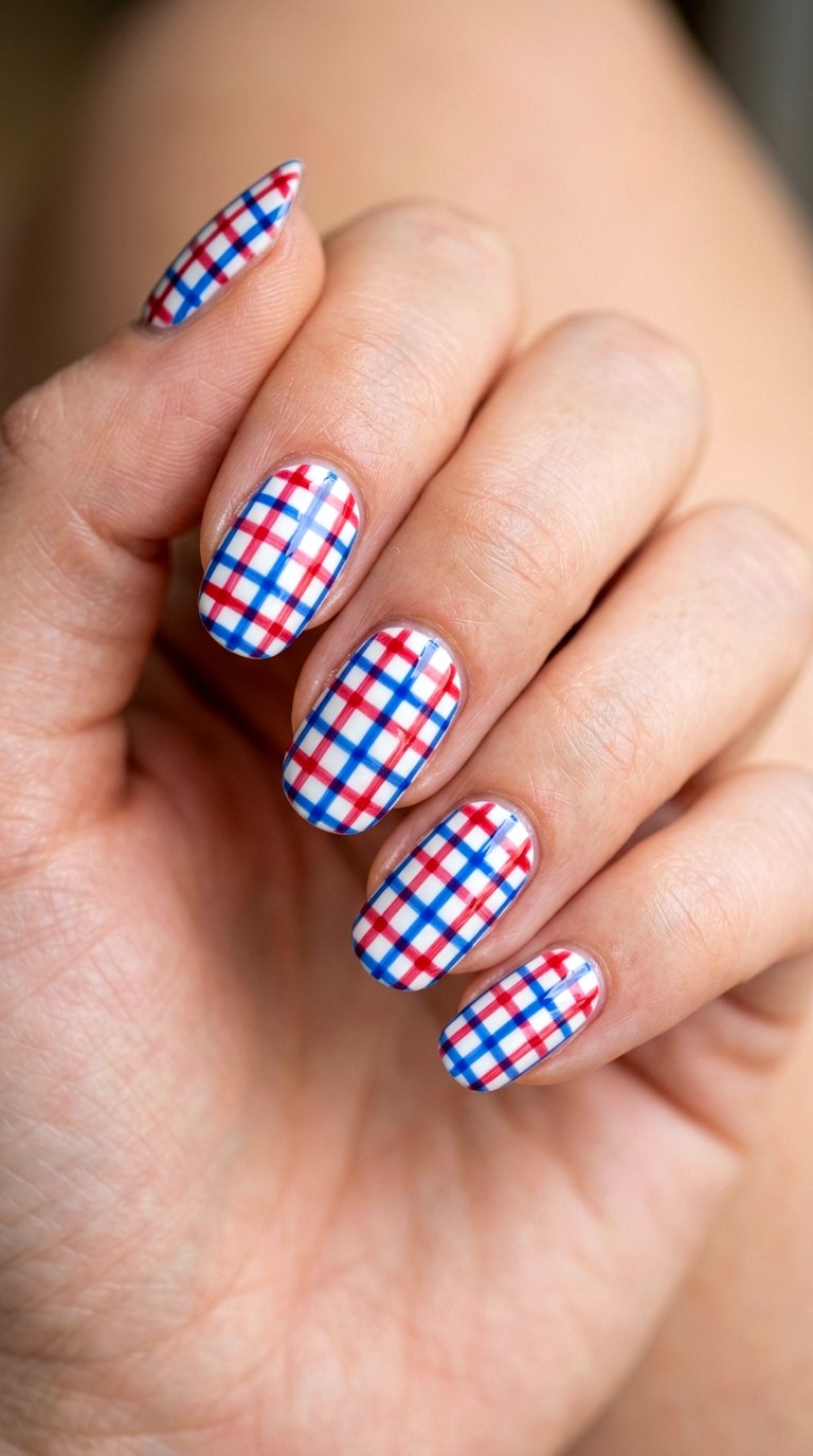 Gingham Picnic Prints - 23 Bright Spring Multicolor Nails
