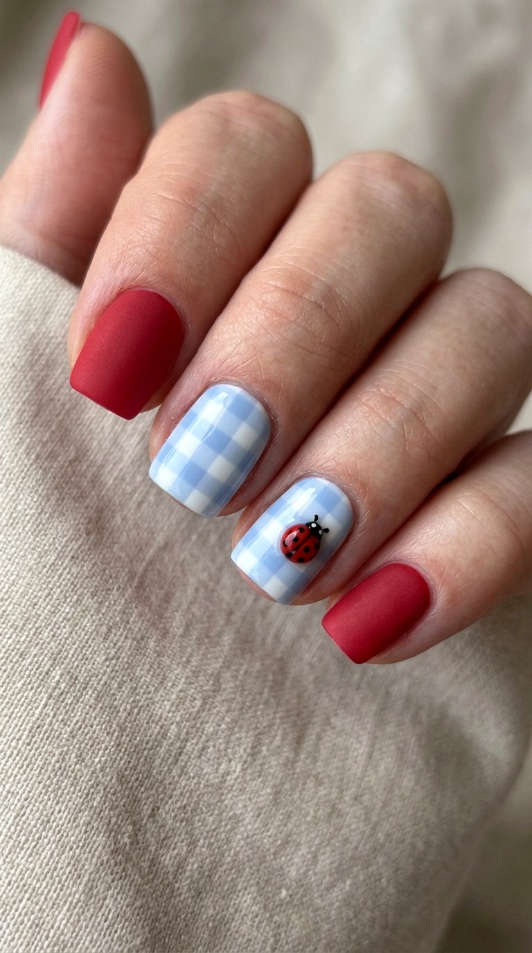 Gingham Picnic Texture - 27 Festival Spring Colorful Junk Nails