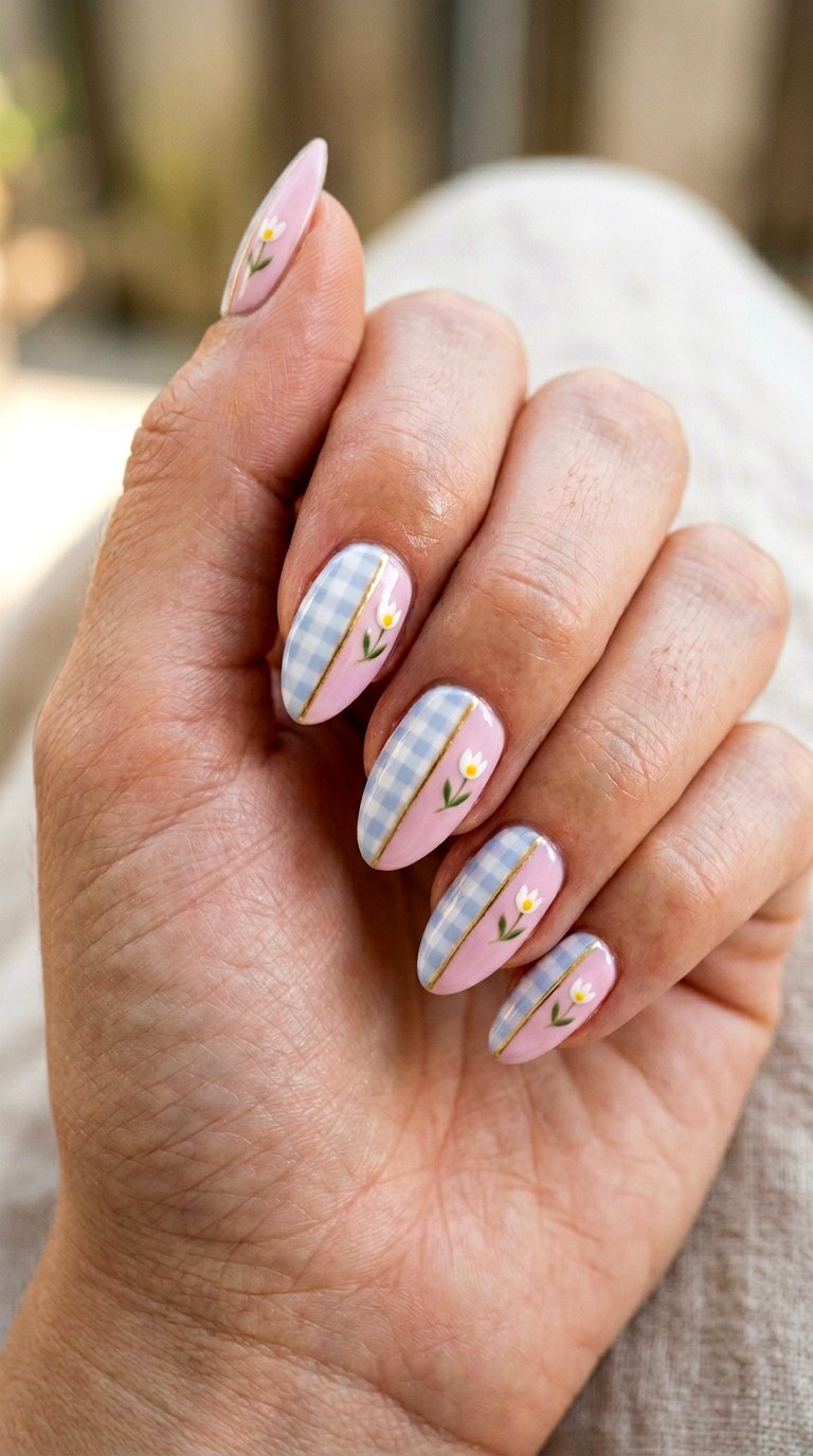 Gingham and Floral Hybrid Mix - 27 Picnic Spring Multicolor Nails