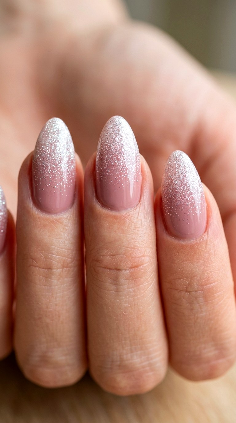 Glamorous Dusty Rose with Gold Glitter Gradient - 22 Bright Spring Multicolor Acrylic Nails