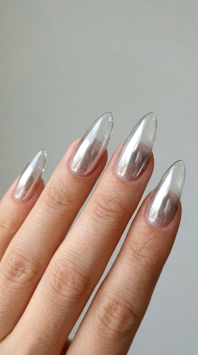Glass Chrome Minimalism - 21 Chrome Spring Stiletto Nails