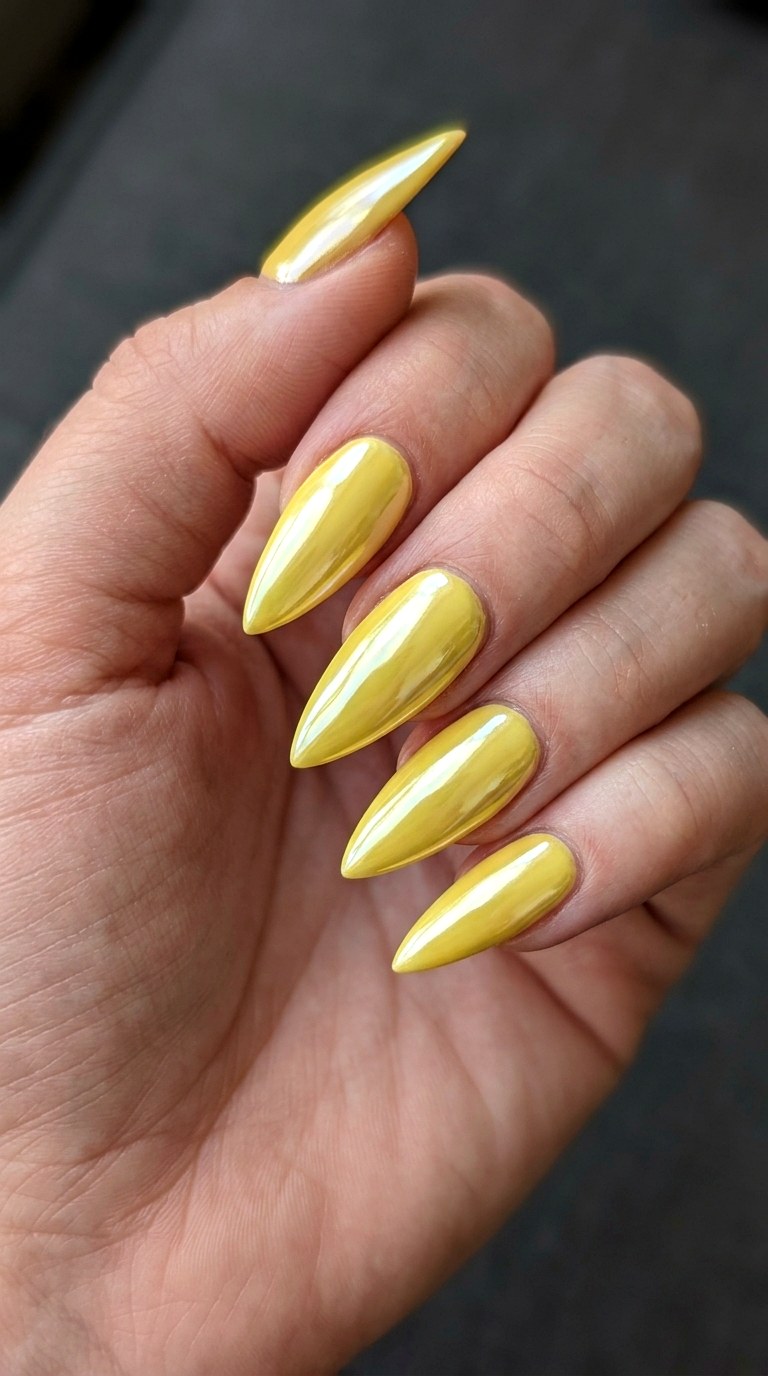 Glazed Butter Yellow Minimalism - 30 High-Fashion Spring Stiletto Nails