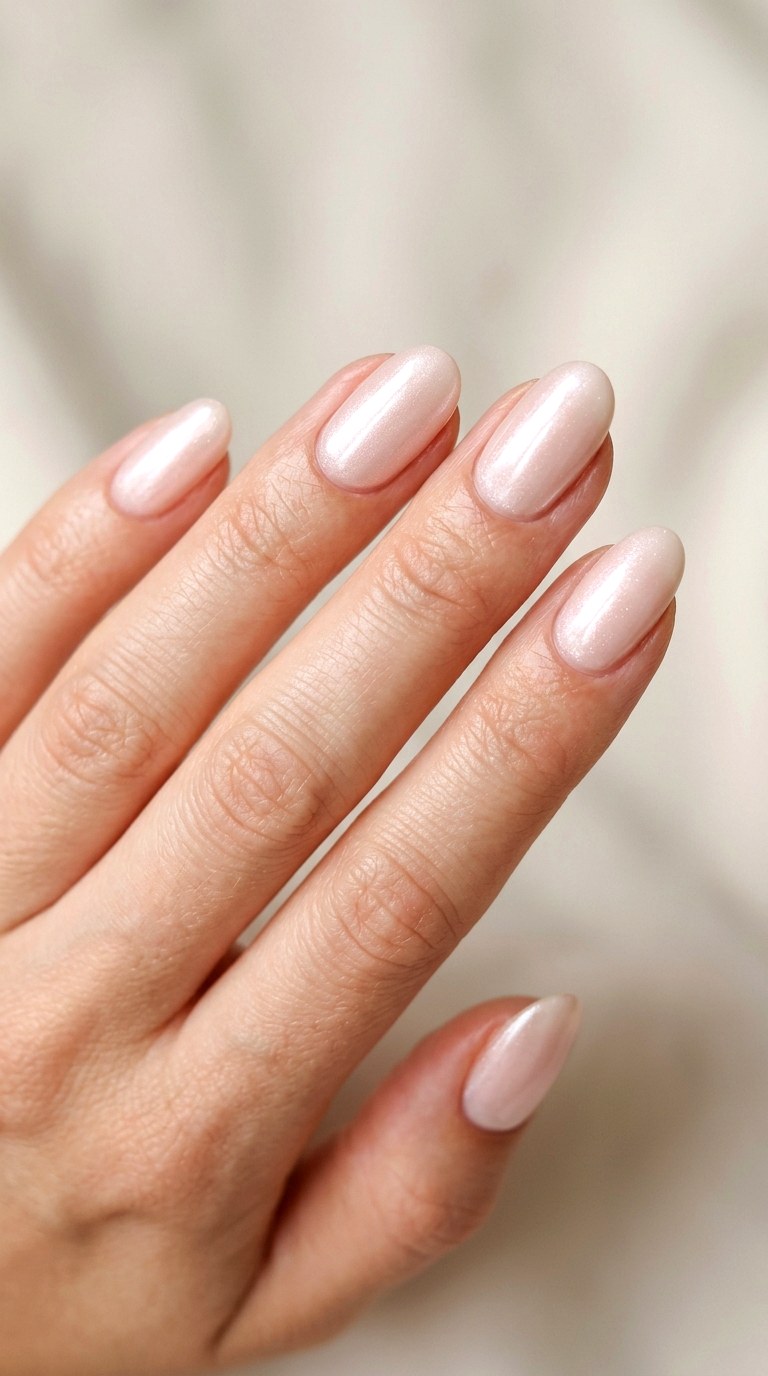 Glazed Donut Nude with Shimmer - 24 Fresh Spring Acrylic Nails