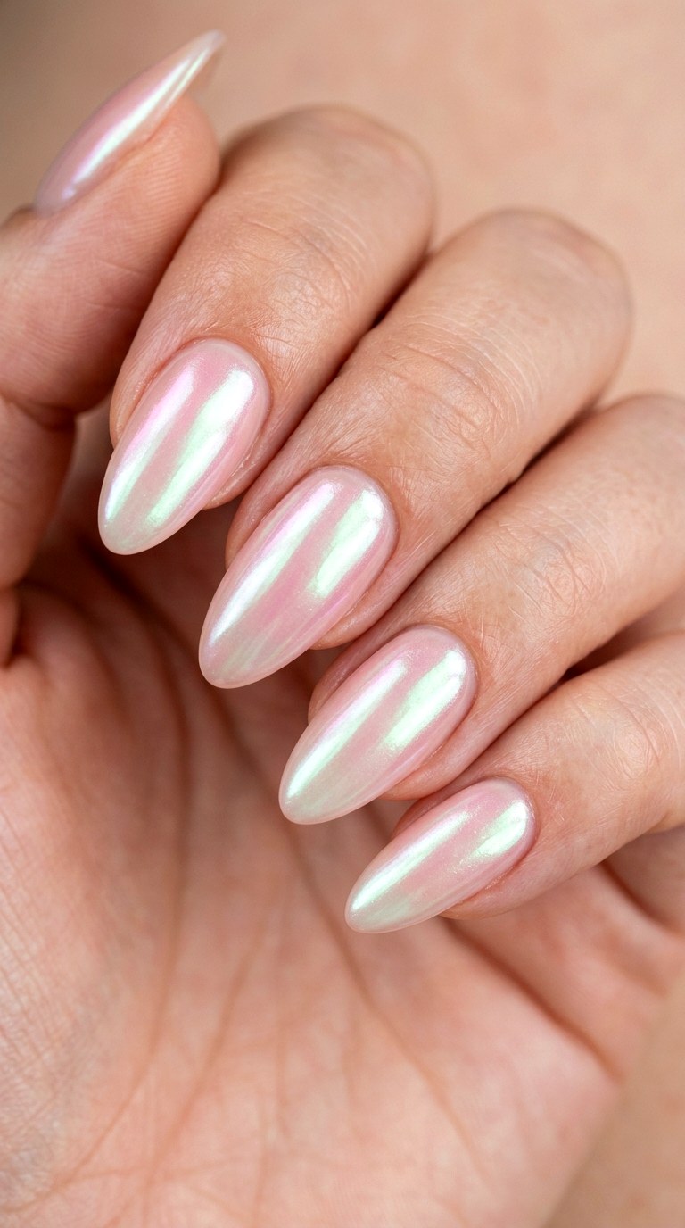 Glazed Pearl Elegance - 30 Professional Spring Acrylic Nails