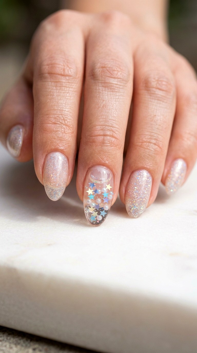 Glitter Aquarium with Moving Sequins - 26 Creative Spring Colorful Junk Nails