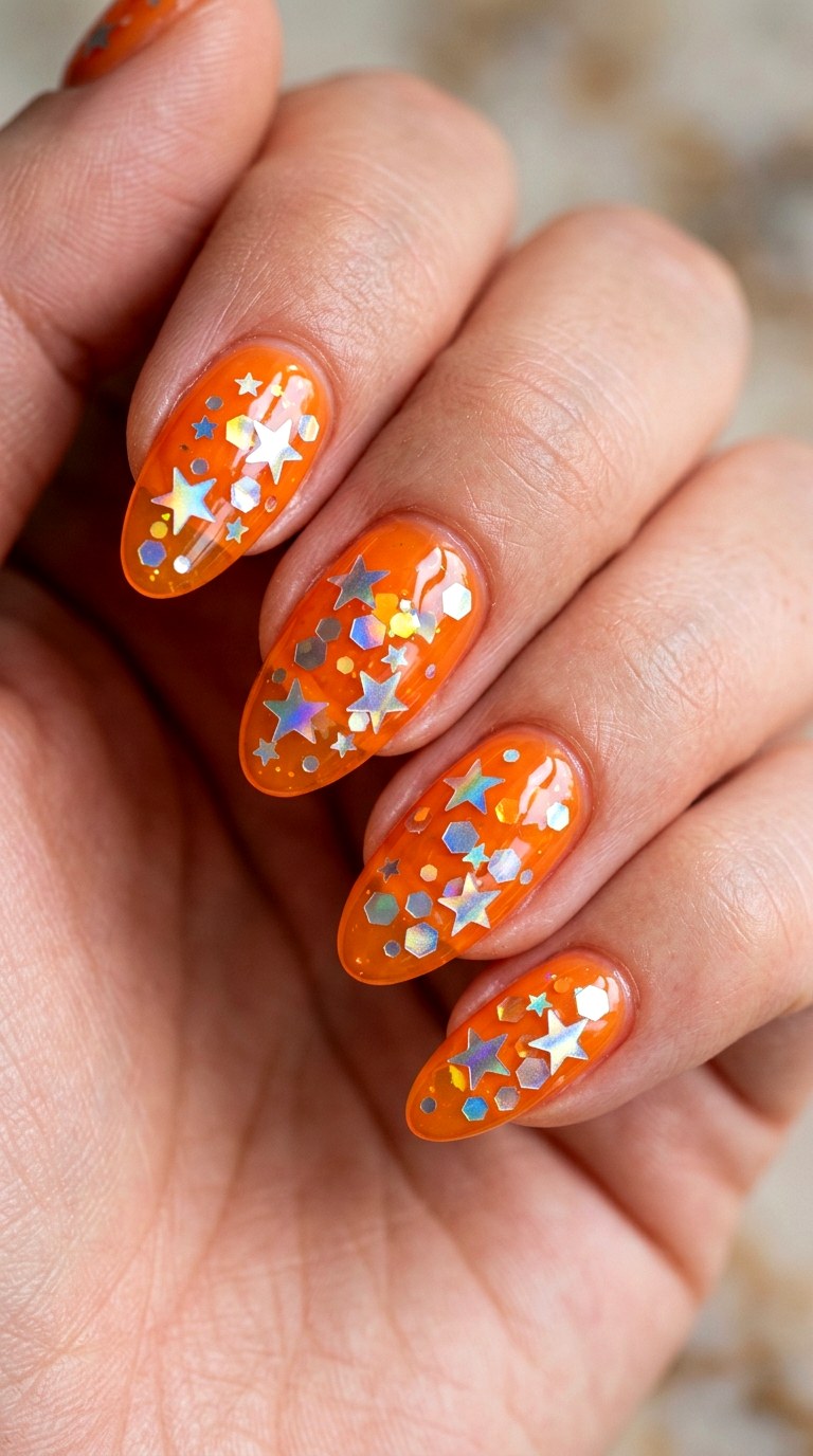 Glitter Jelly with Floating Stars - 23 Whimsical Spring Colorful Junk Nails