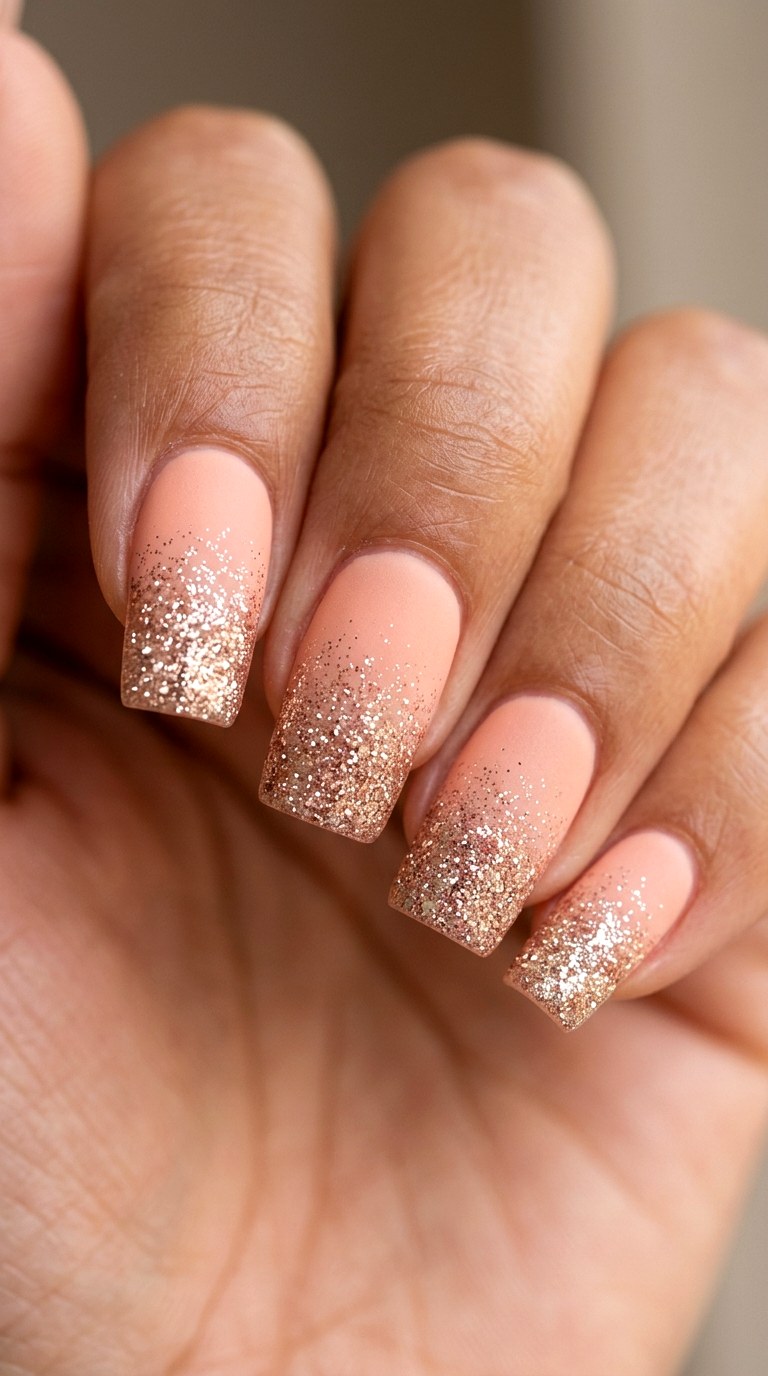 Glitter Kissed Fade - 20 Peach Spring Ombre Nails