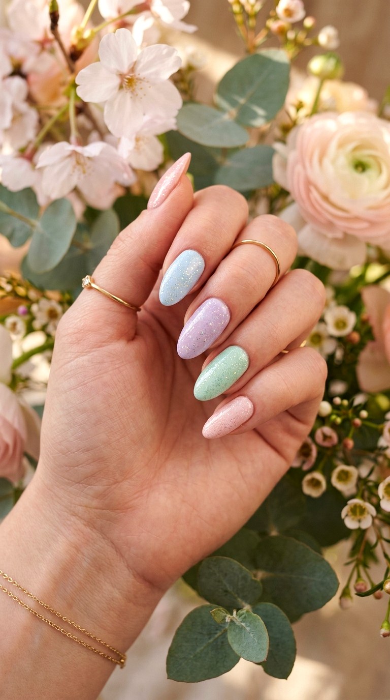 Glitter Pastel Nails - 22 Cute Spring Nail Ideas for a Fresh Seasonal Manicure