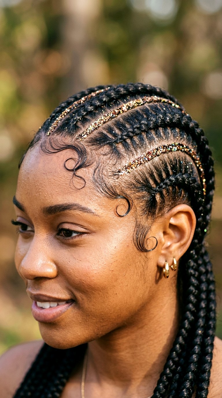 Glitter Roots and Laid Edges - 26 cornrow hairstyles for women