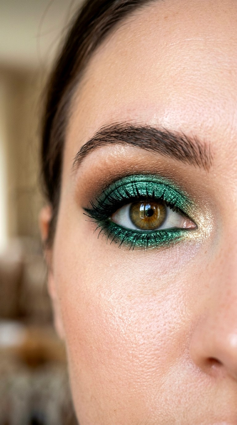 Glittering Emerald Smoky Crease - 26 colorful eye makeup