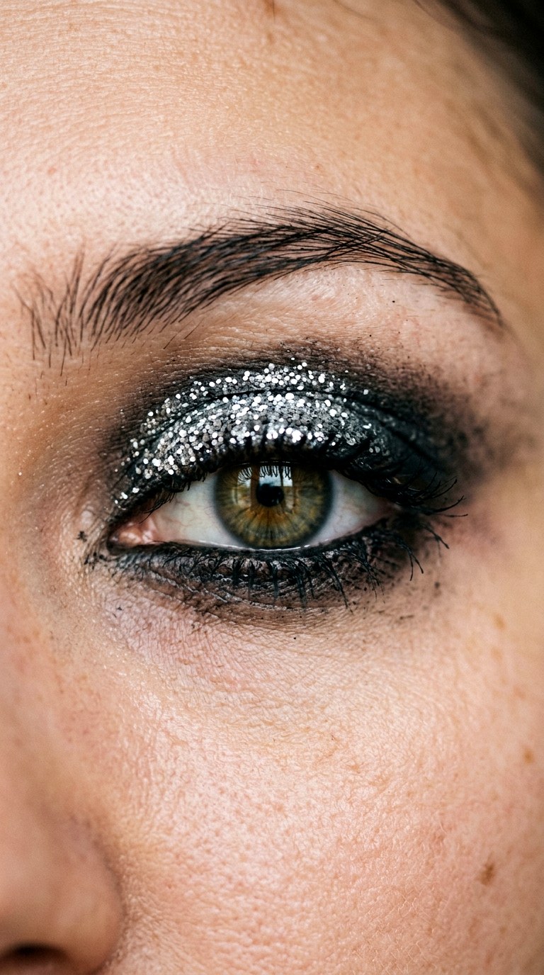 Glittery Grunge Smudge - 30 creative makeup looks