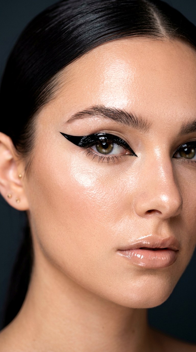 Glossy Black Vinyl Wing - 23 Trending Black Wing Eye Liner Looks 2026