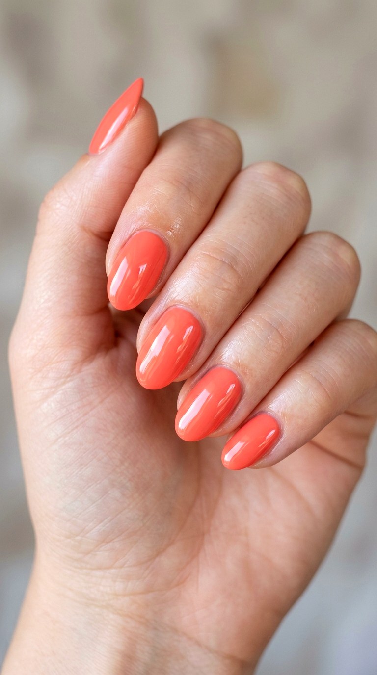Glossy Coral Pop Perfection - 28 Gorgeous Spring Color Street Nails