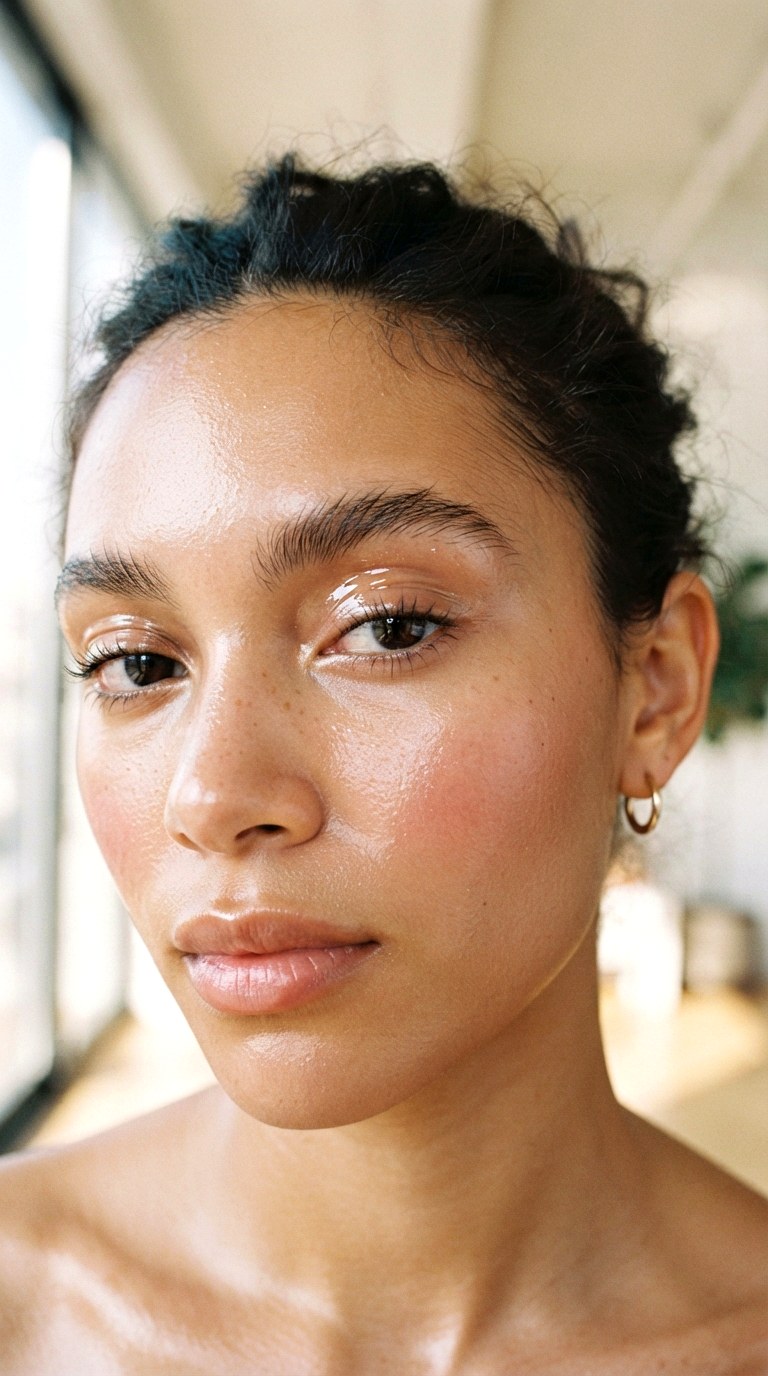 Glossy Eyelid Simple Natural Makeup For Editorial Wet Look Shine - 30 simple natural makeup