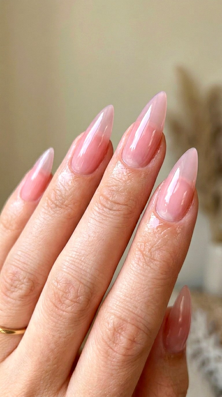 Glossy Jelly Pink - 25 Sleek Spring Stiletto Nails