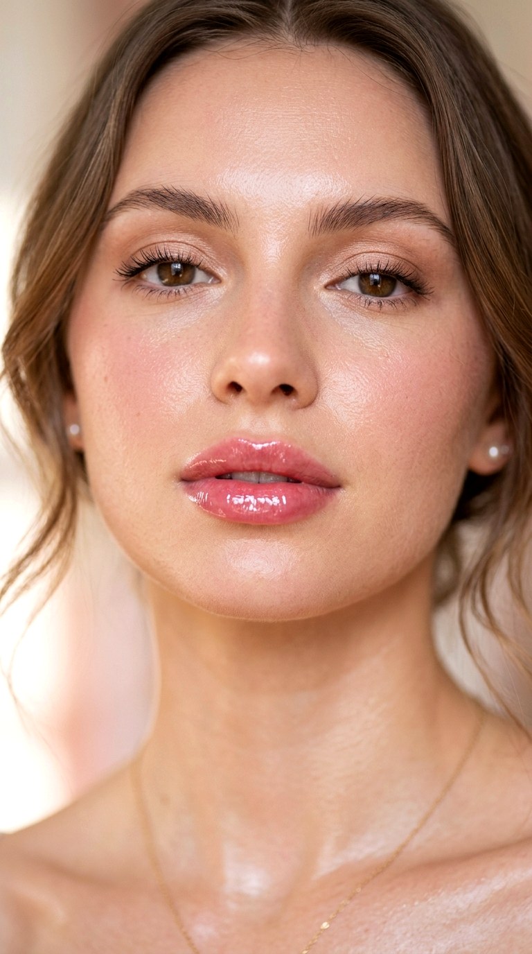 Glossy Rose Petal Lips - 22 Balletcore Beauty Makeup Ideas