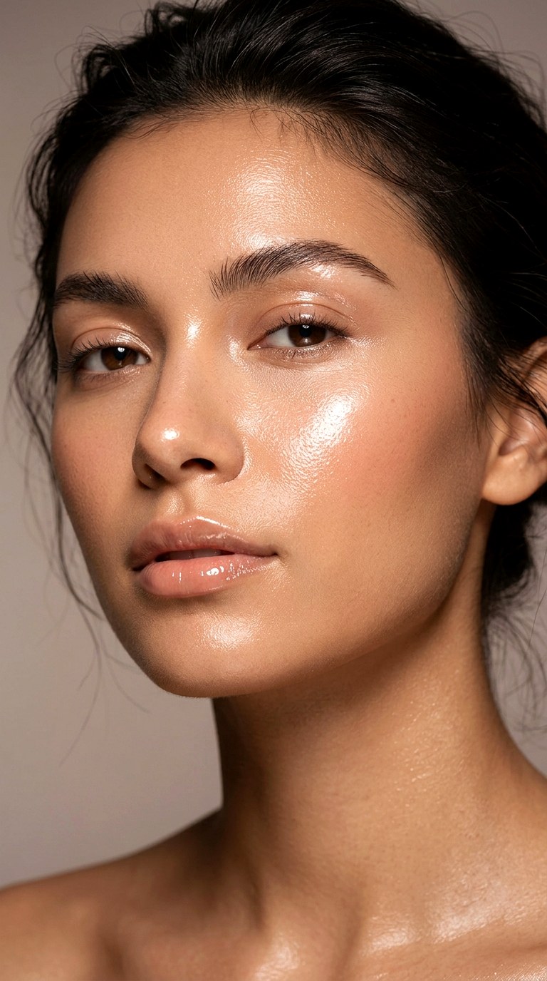Glossy Skin Makeup Trend - 22 Clean Radiant Face Makeup Trend