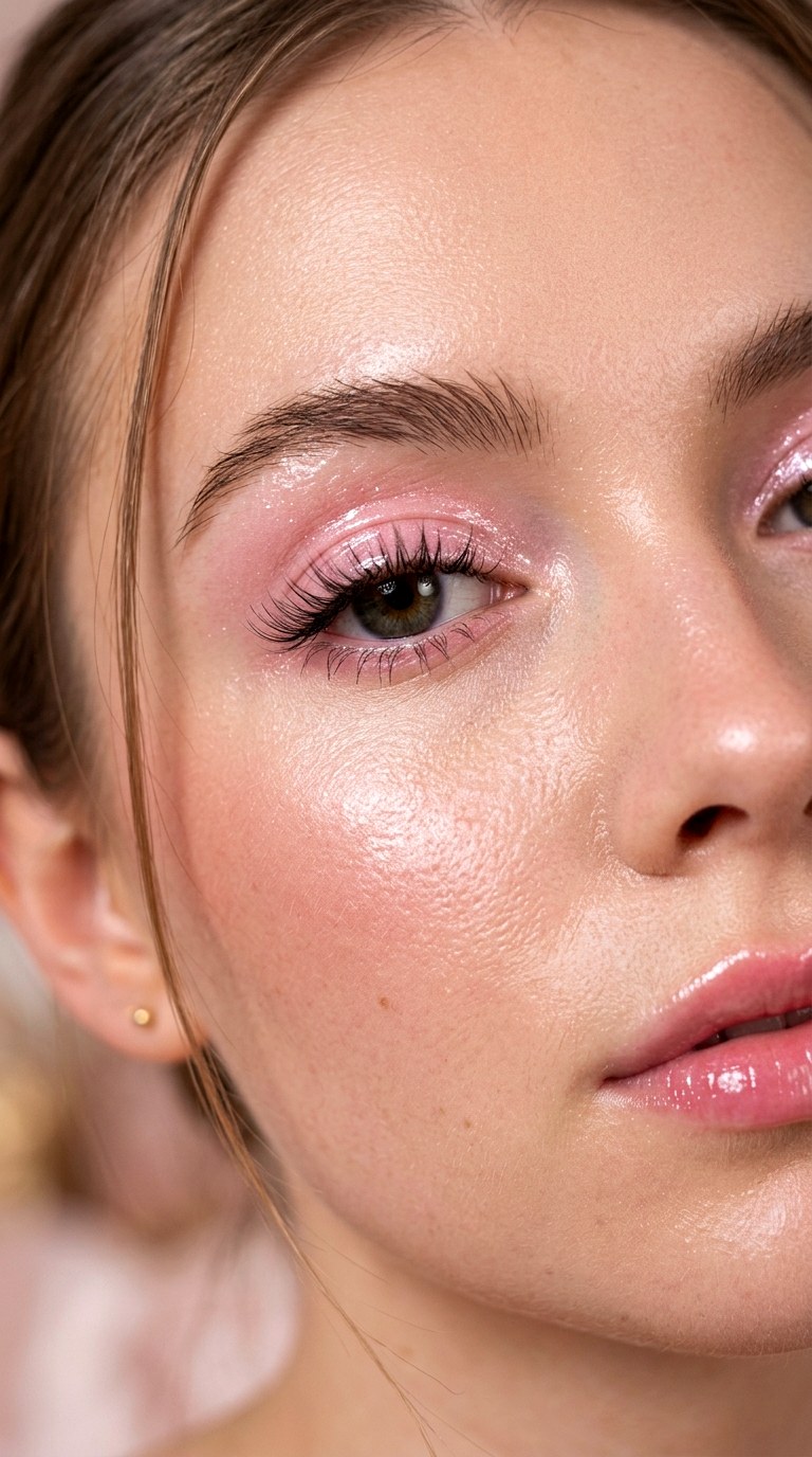 Glossy Strawberry Milk Lids - 23 Strawberry Milk Pink Eye Makeup Trend Ideas for 2026