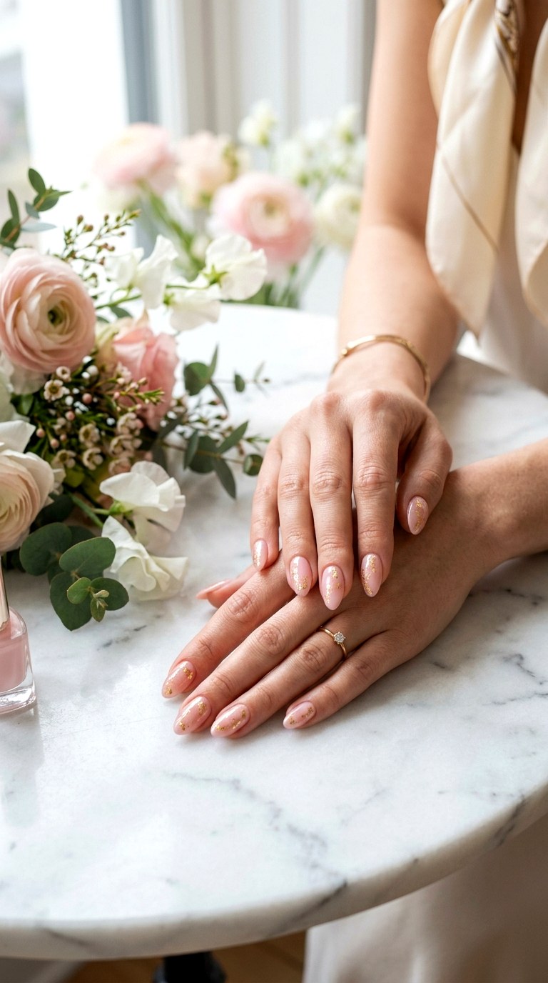 Gold Foil Accent Nails - 20 Trendy Spring Nail Art Ideas You Need to Try This Year