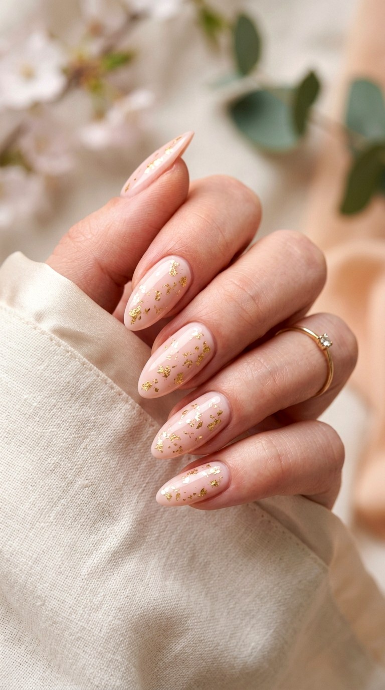 Gold Foil Spring Nails - 23 Trendy Spring Nail Art Ideas You Need to Try This Year