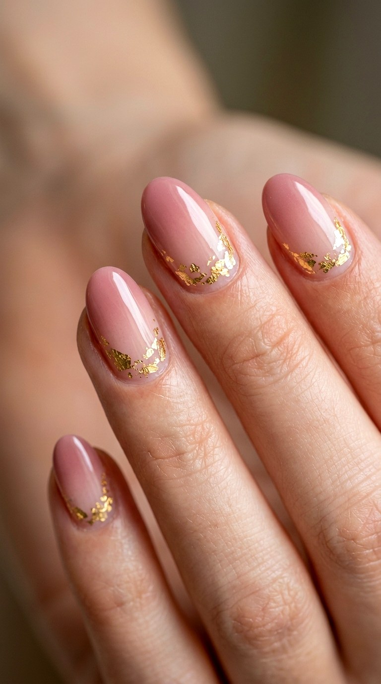 Gold Leaf Dusted Ombre - 25 Elegant Spring Ombre Nails