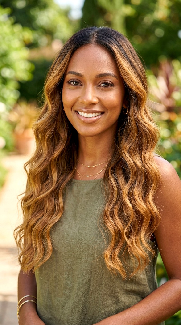 Golden Honey Balayage - 24 hair color for brown skin