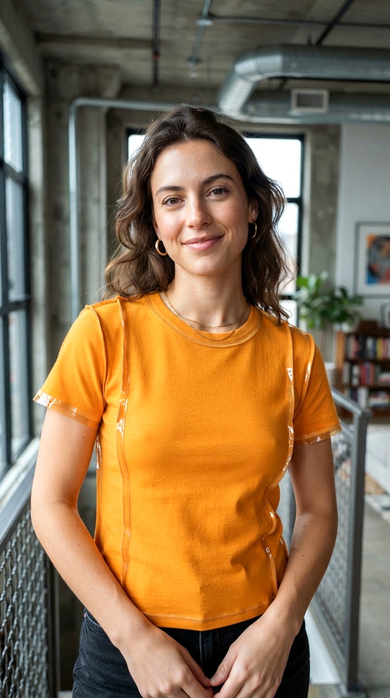 Golden Poppy Fashion Tape Tee - 26 orange t-shirt