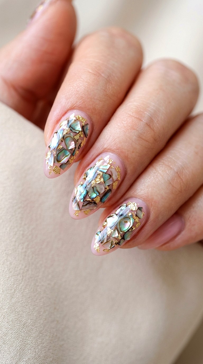 Golden Seashell Crush - 29 Beach Summer Acrylic Nails