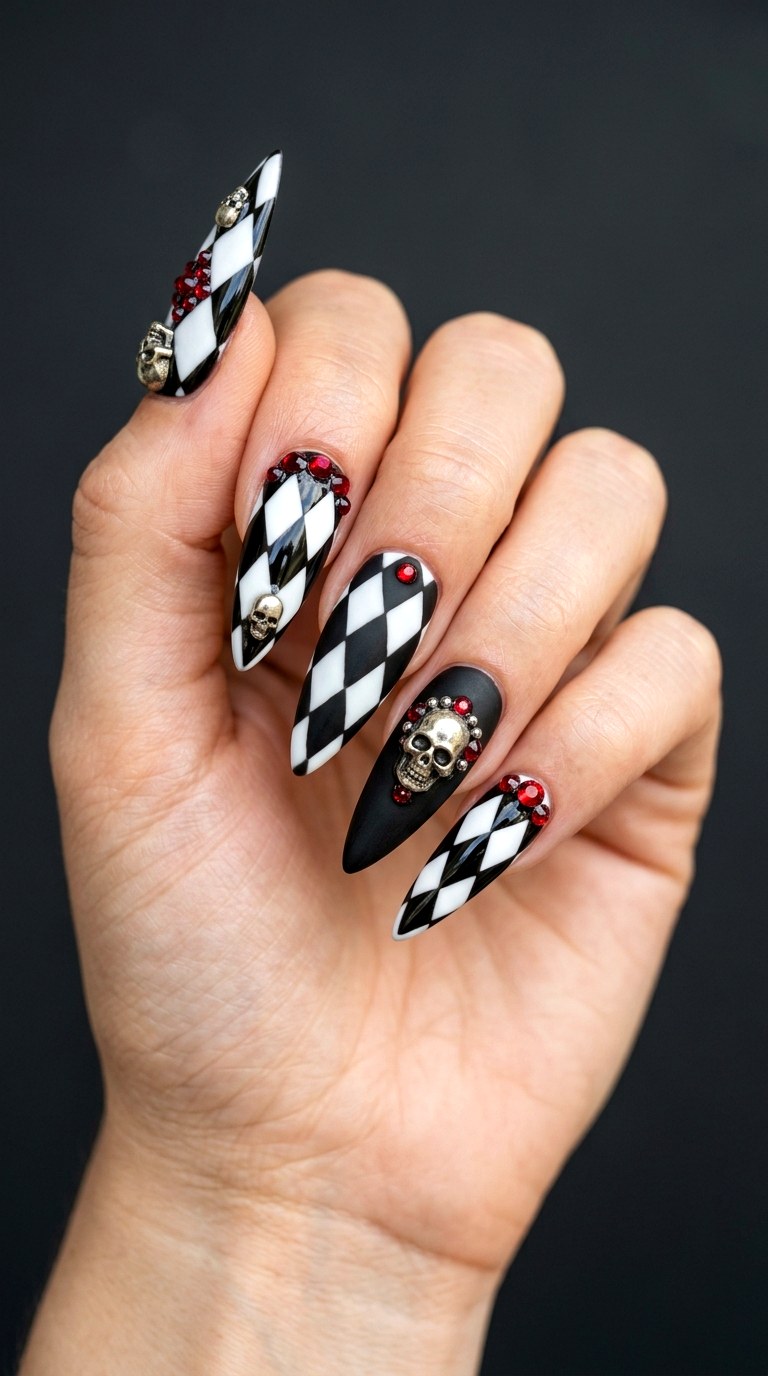 Gothic Harlequin Drama Accents - 29 Artsy Spring Colorful Junk Nails