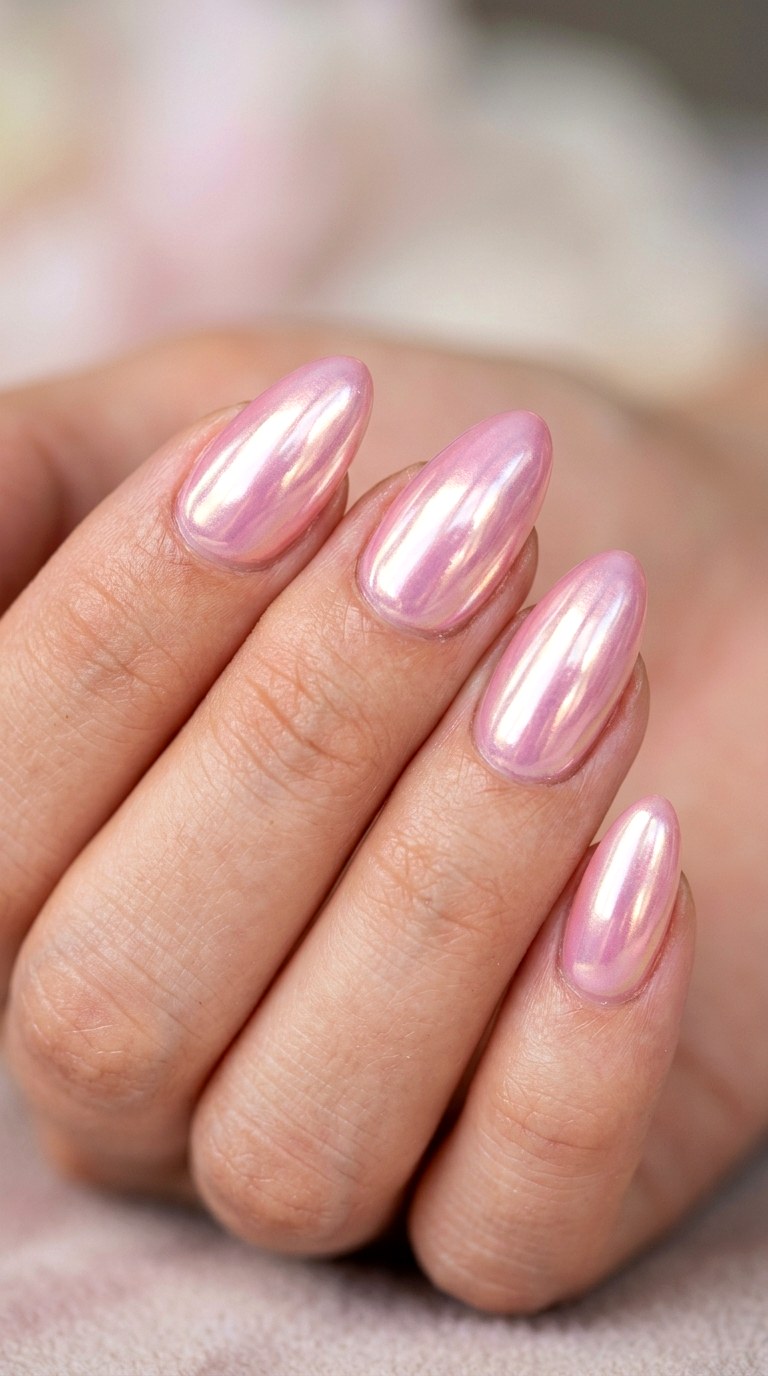 Gradient Pink Chrome Powder - 22 Pink Spring Acrylic Nails