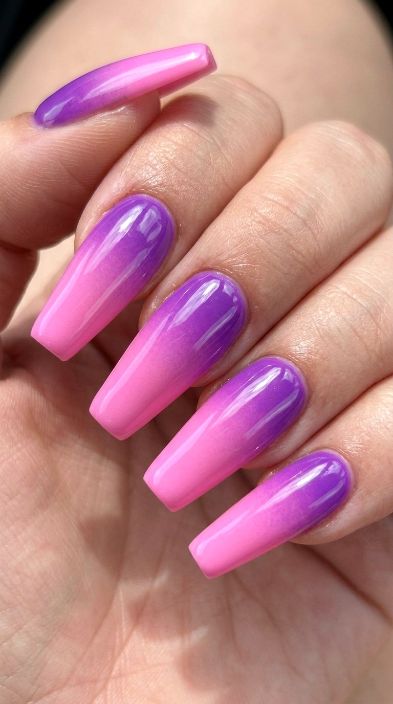 Grape Soda to Bubblegum Pink - 23 Neon Summer Ombre Nails